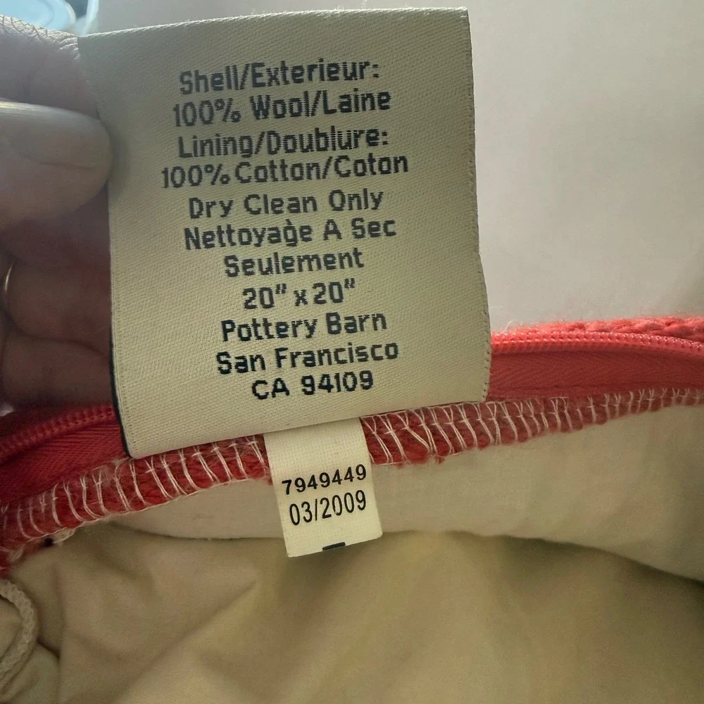 Pottery Barn Dhurrie Stripe Pillow Cover‎ 20x20 Woven Multicolor Red Blue Orange